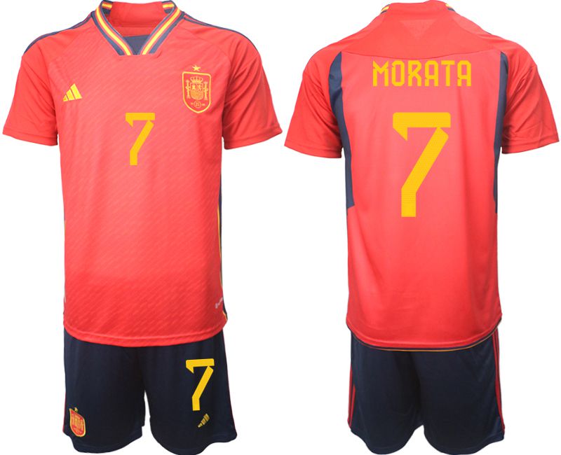 Men 2022 World Cup National Team Spain home red 7 Soccer Jerseys